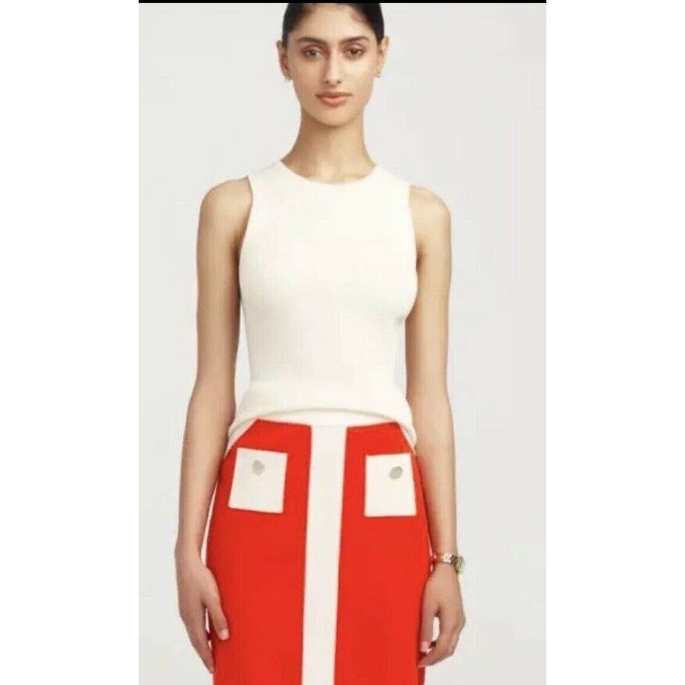 Anne Klein Crewneck Sweater Shell in Anne white Sleeveless Size Medium